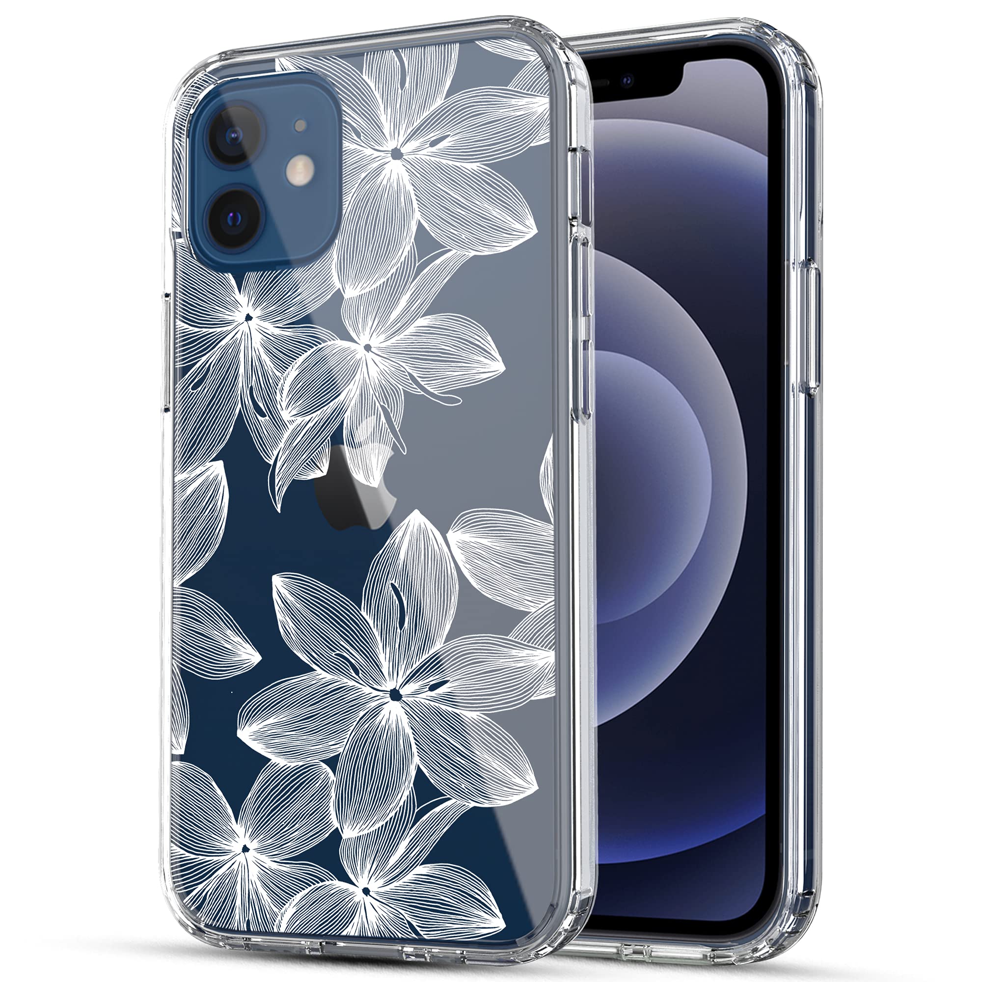 iPhone 12 Mini Case, Anti-Scratch Clear Case - White Flower