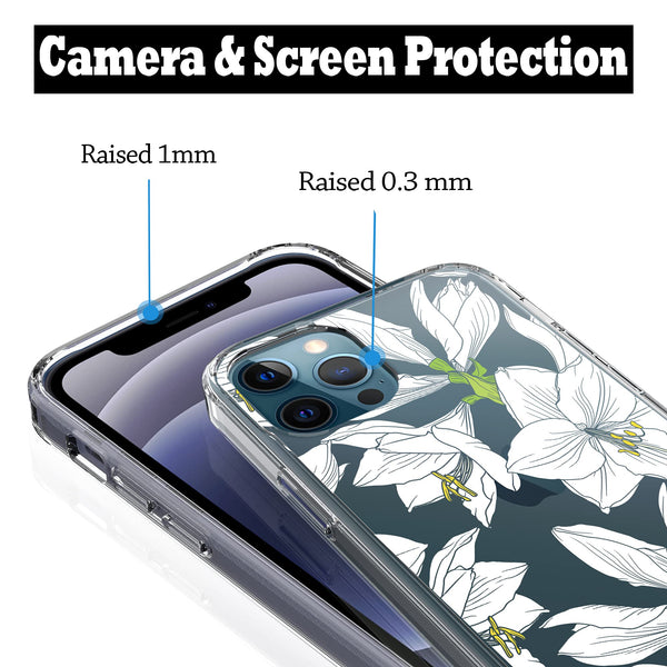 iPhone 12 / iPhone 12 Pro Case, Anti-Scratch Clear Case - Lily Flower