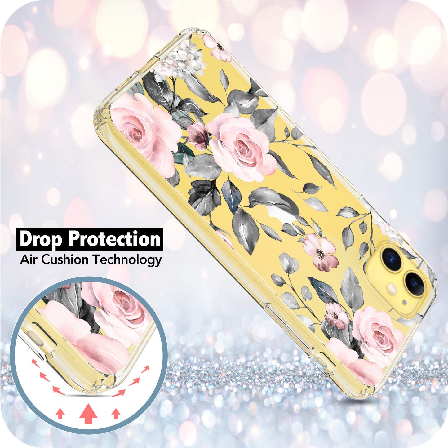 iPhone 11 Case, Anti-Scratch Clear Case - Pink Flowers