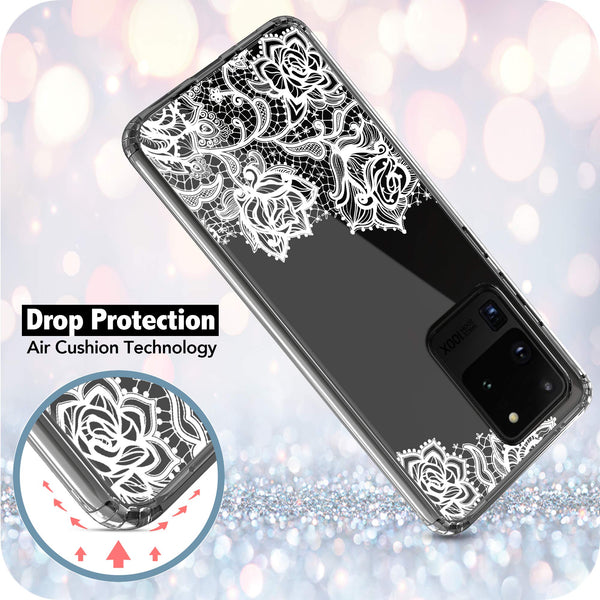 Samsung Galaxy S20 Ultra Case, Anti-Scratch Clear Case - Lace Flower
