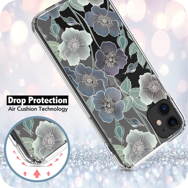 iPhone 11 Case, Anti-Scratch Clear Case - Blue Flower