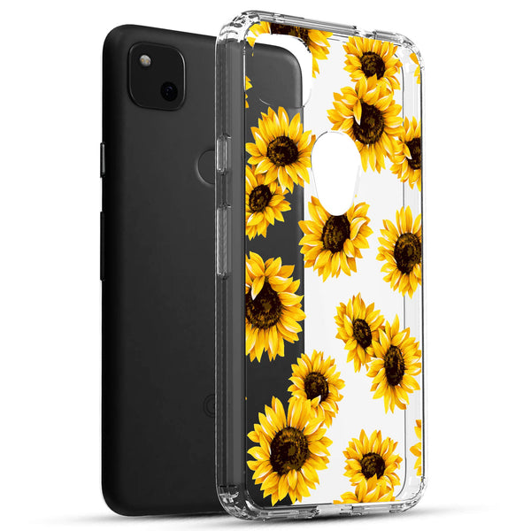 Google Pixel 4A Case, Anti-Scratch Clear Case - Sunflowers