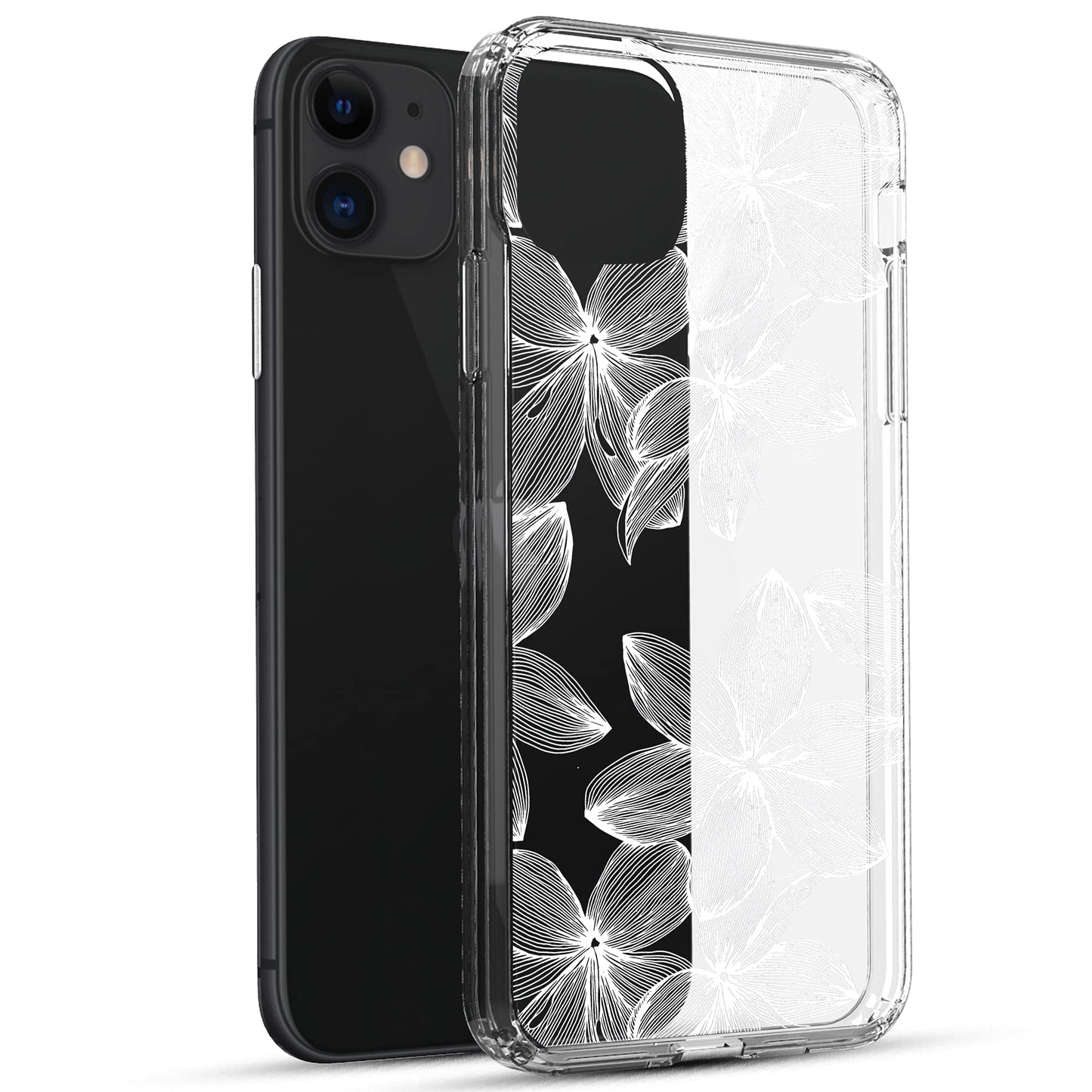 iPhone 11 Case, Anti-Scratch Clear Case - White Flowers