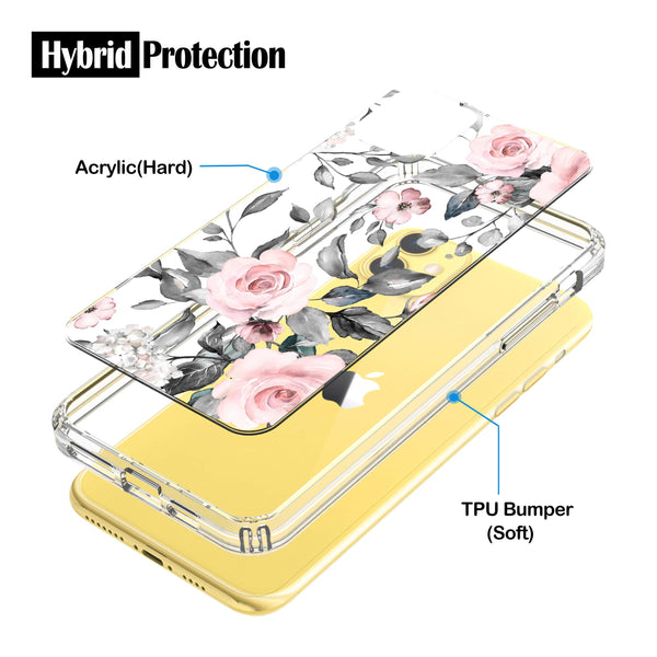 iPhone 11 Case, Anti-Scratch Clear Case - Pink Flowers