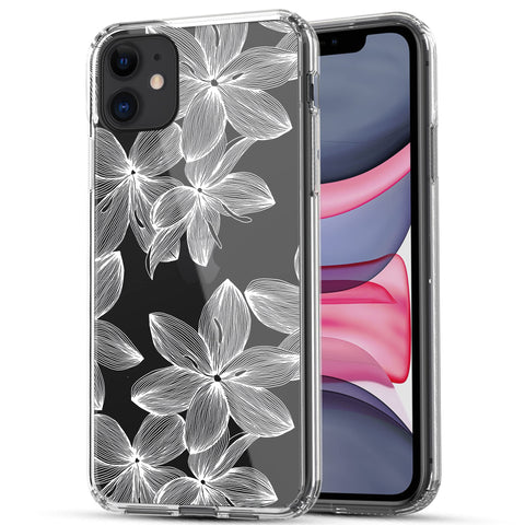 iPhone 11 Case, Anti-Scratch Clear Case - White Flowers