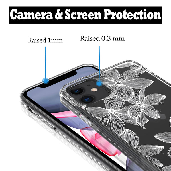 iPhone 11 Case, Anti-Scratch Clear Case - White Flowers