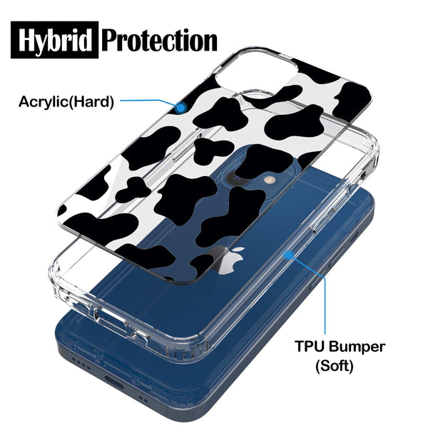 iPhone 12 Mini Case, Anti-Scratch Clear Case - Cow Print