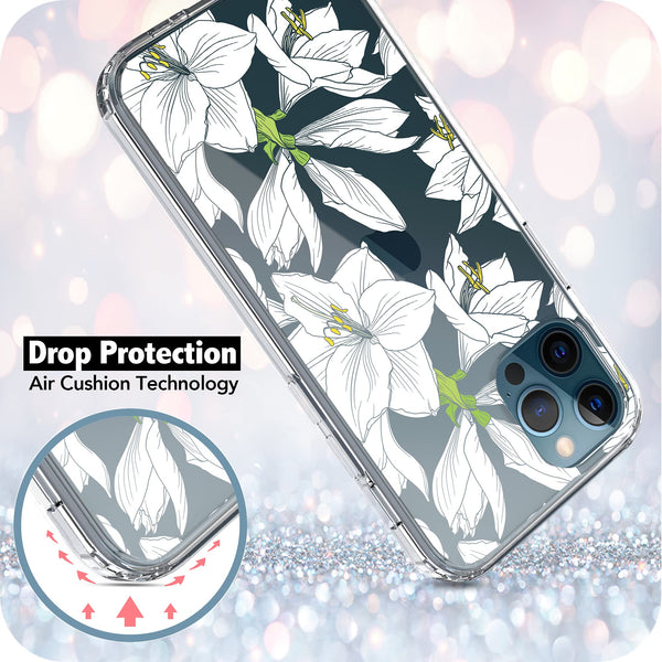 iPhone 12 / iPhone 12 Pro Case, Anti-Scratch Clear Case - Lily Flower
