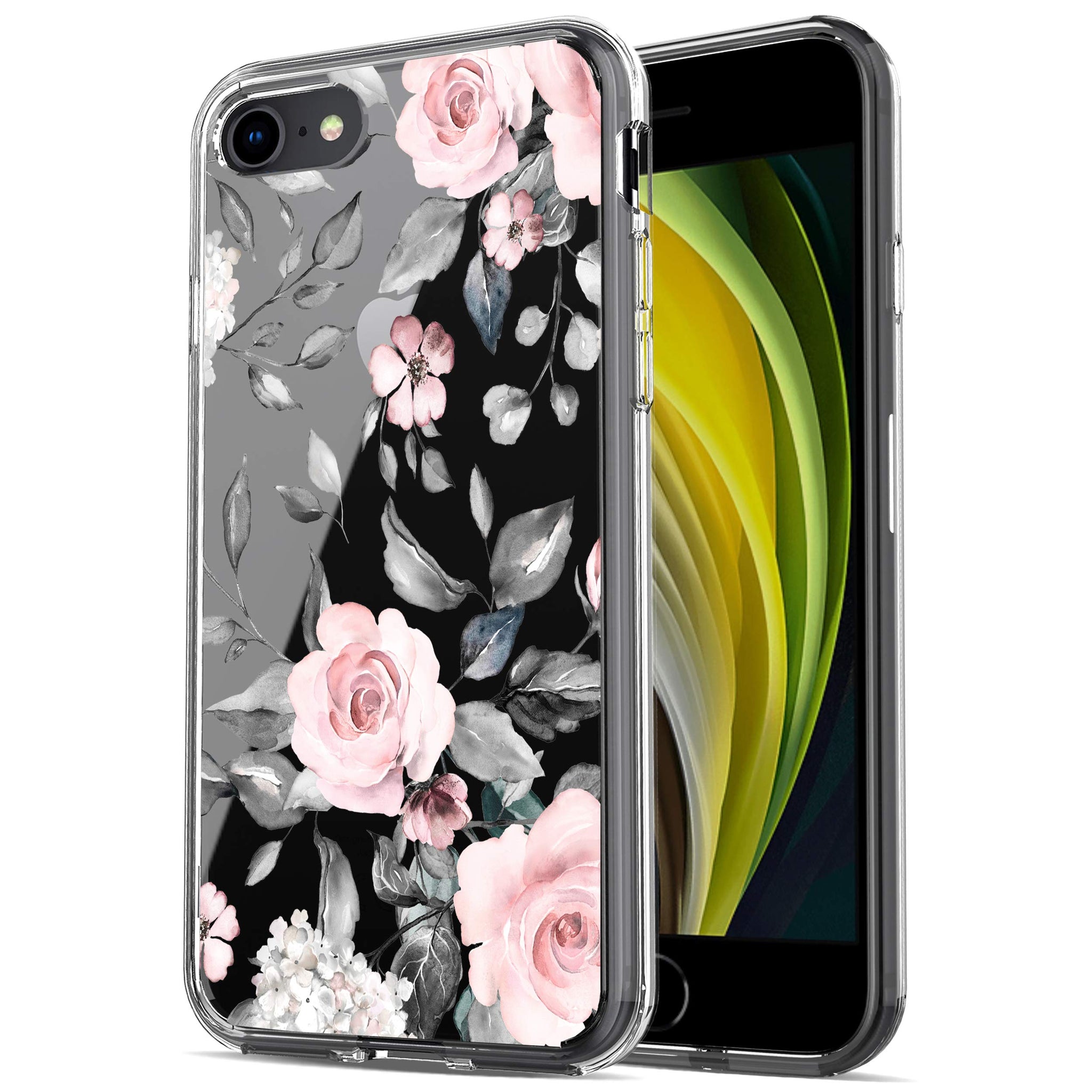 iPhone SE 2020/ iPhone 8/ iPhone 7 Case, Anti-Scratch Clear Case - Pink Flowers