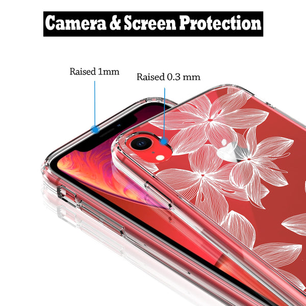 iPhone XR Case, Anti-Scratch Clear Case - White Flowers