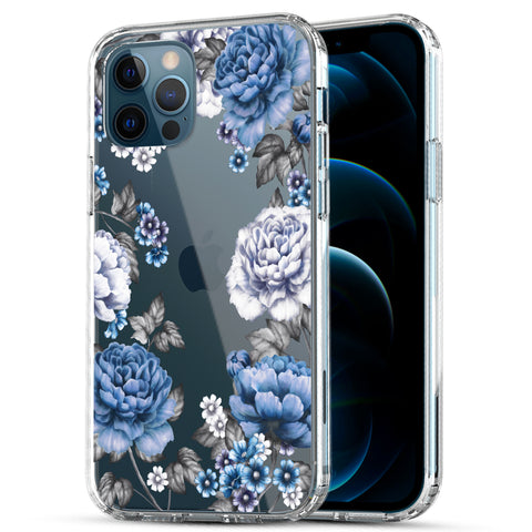 iPhone 12 / iPhone 12 Pro Case, Anti-Scratch Clear Case - Blue Roses