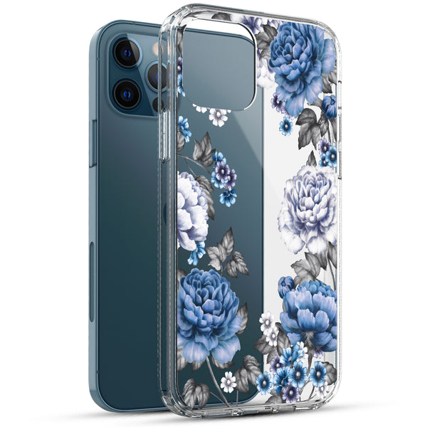 iPhone 12 / iPhone 12 Pro Case, Anti-Scratch Clear Case - Blue Roses