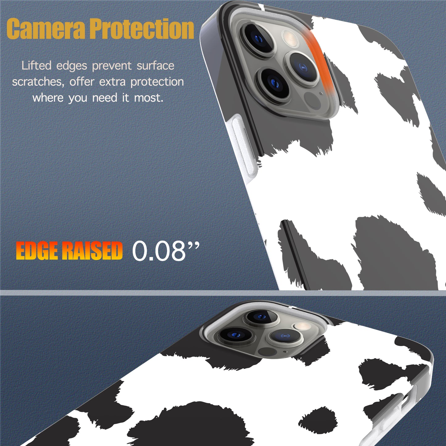 iPhone 12 / iPhone 12 Pro Case, Ultra Slim Glossy Shockproof Scratch-Proof Case - Cow Print