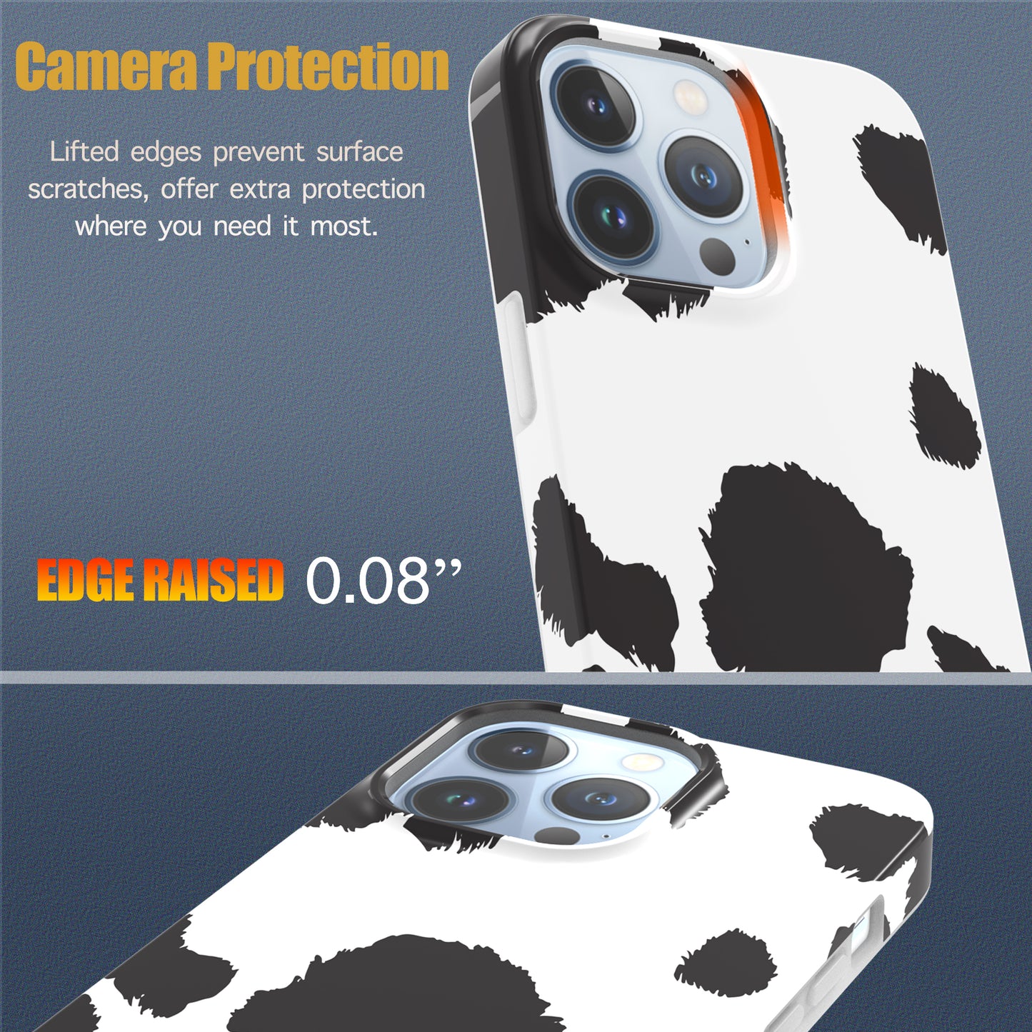 iPhone 13 Pro Case, Ultra Slim Glossy Shockproof Scratch-Proof Case - Cow Print