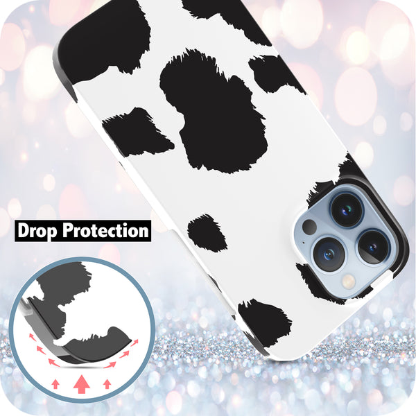 iPhone 13 Pro Case, Ultra Slim Glossy Shockproof Scratch-Proof Case - Cow Print