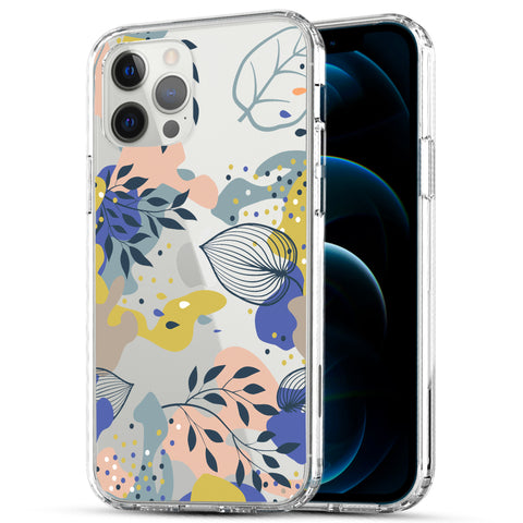 iPhone 12 Pro Max Case, Anti-Scratch Clear Case - Tropical Leaves Floral