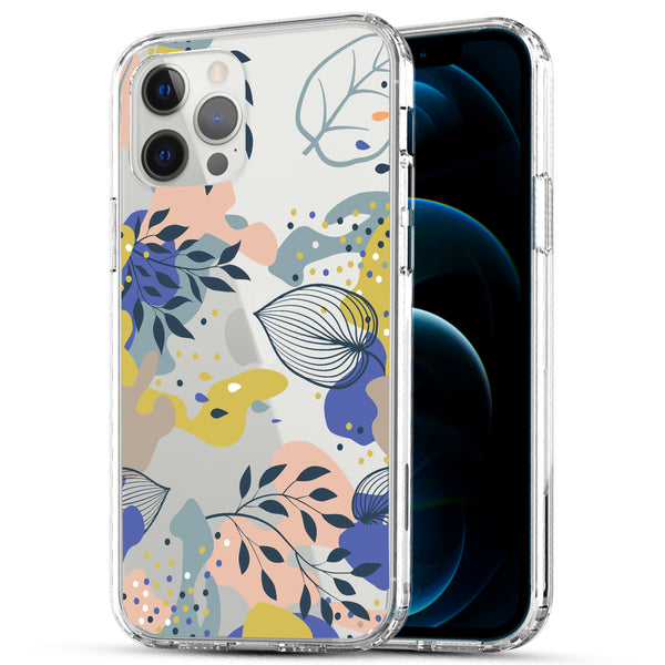 iPhone 12 / iPhone 12 Pro Case, Anti-Scratch Clear Case - Tropical Leaves Floral