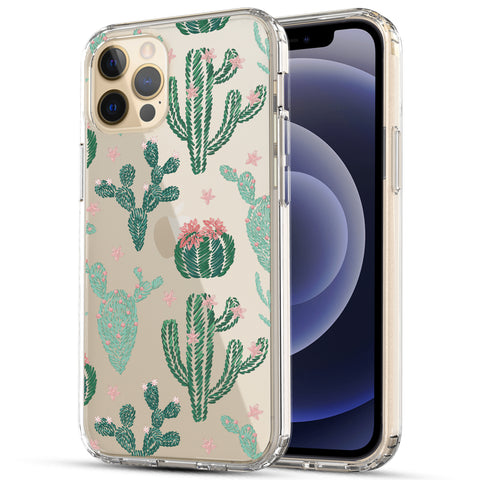 iPhone 12 / iPhone 12 Pro Case, Anti-Scratch Clear Case - Cactus Flower