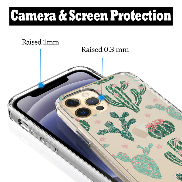 iPhone 12 Pro Max Case, Anti-Scratch Clear Case - Cactus Flower
