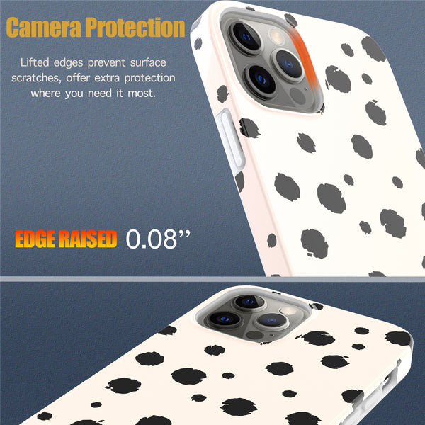 iPhone 12 / iPhone 12 Pro Case, Ultra Slim Glossy Shockproof Scratch-Proof Case - Vanilla Black Polka Dots