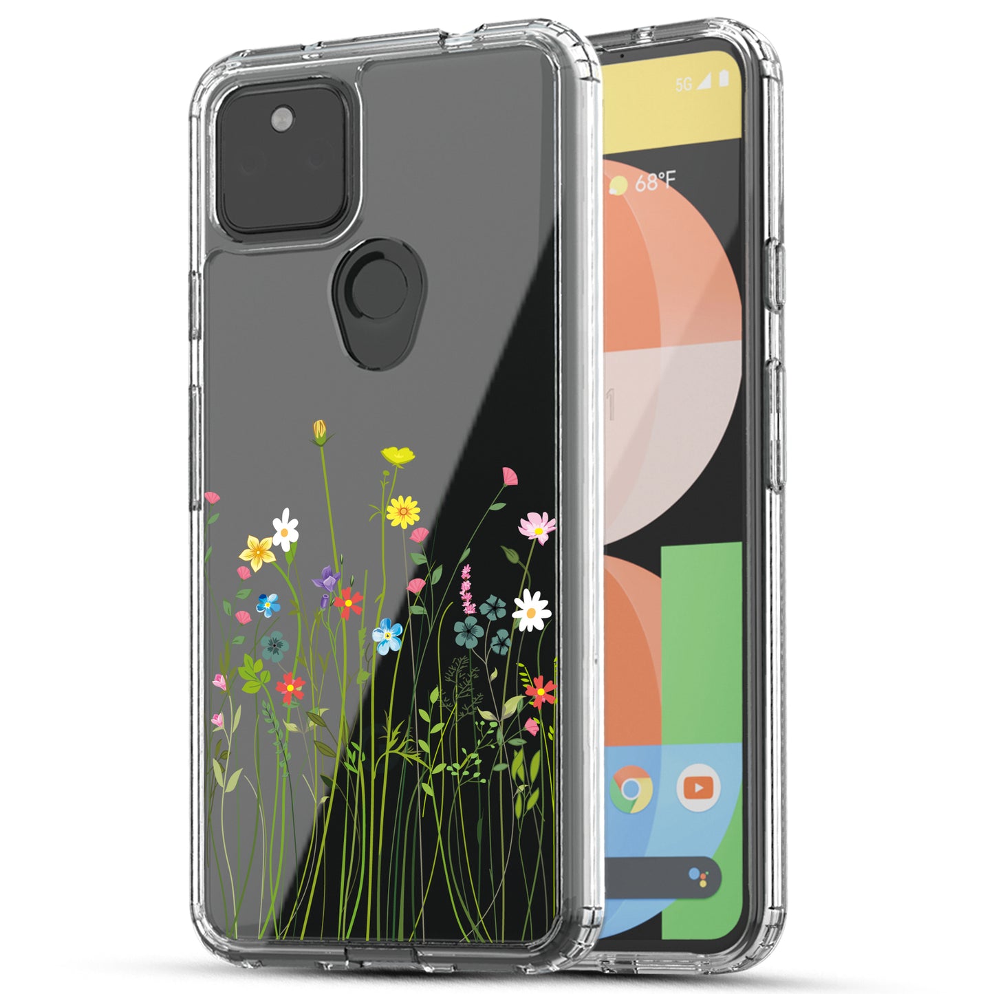 Google Pixel 5A Case, Anti-Scratch Clear Case - Floral