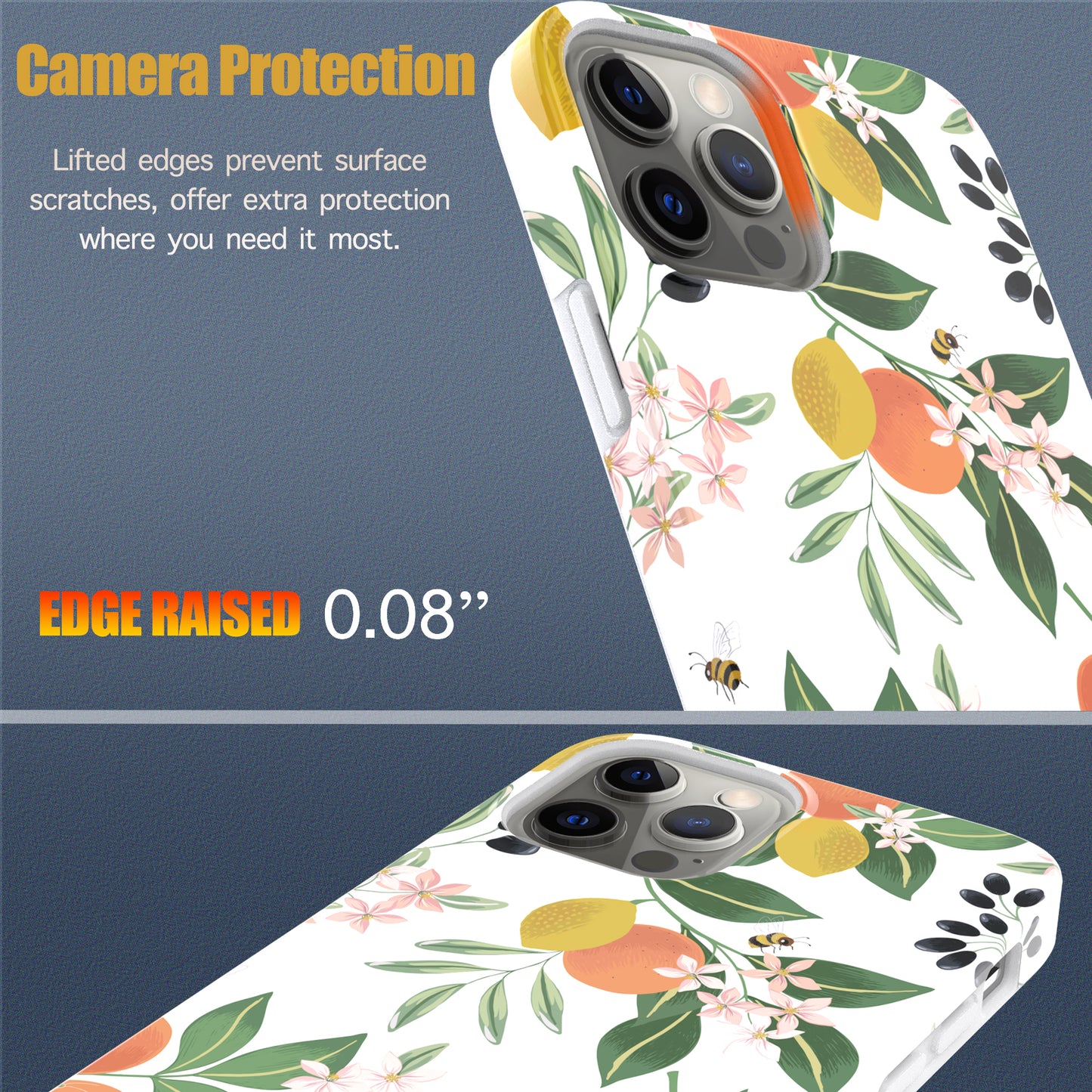 iPhone 12 / iPhone 12 Pro Case, Ultra Slim Glossy Shockproof Scratch-Proof Case - Citrus Lemon