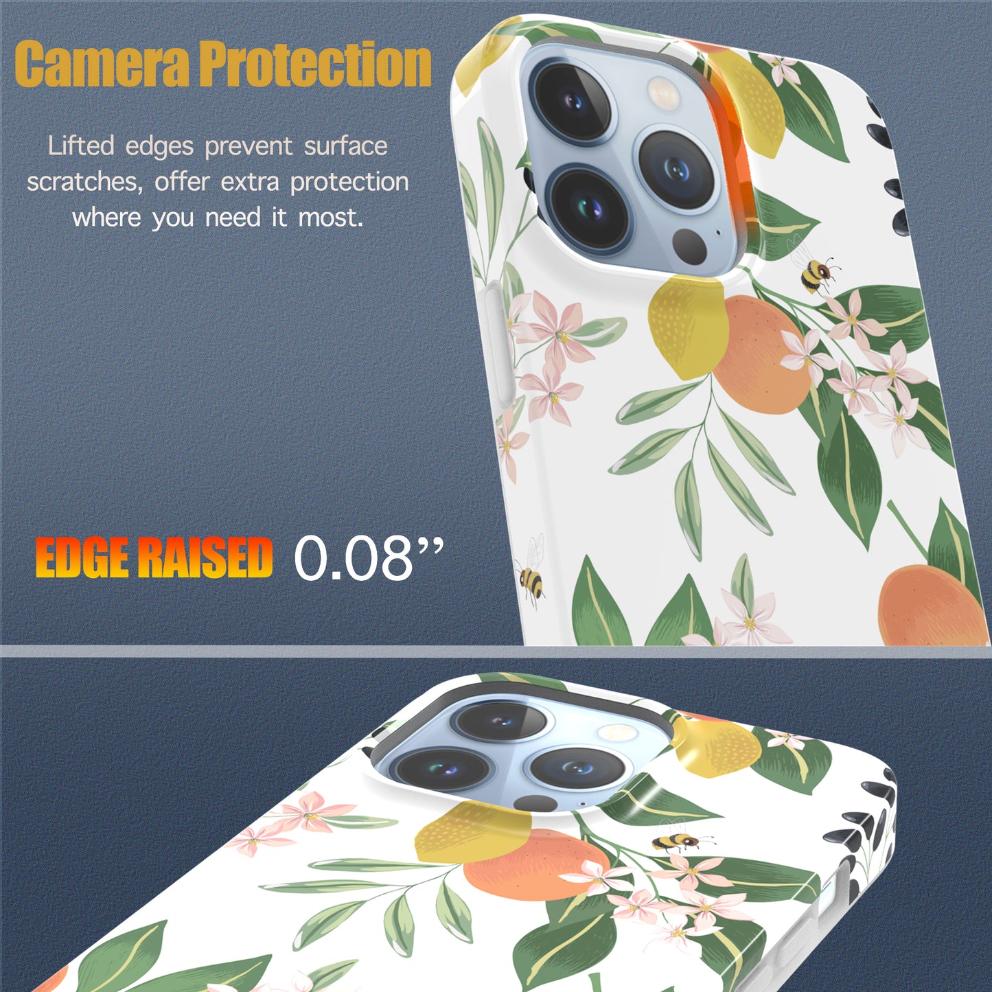 iPhone 13 Pro Case, Ultra Slim Glossy Shockproof Scratch-Proof Case - Citrus Lemon