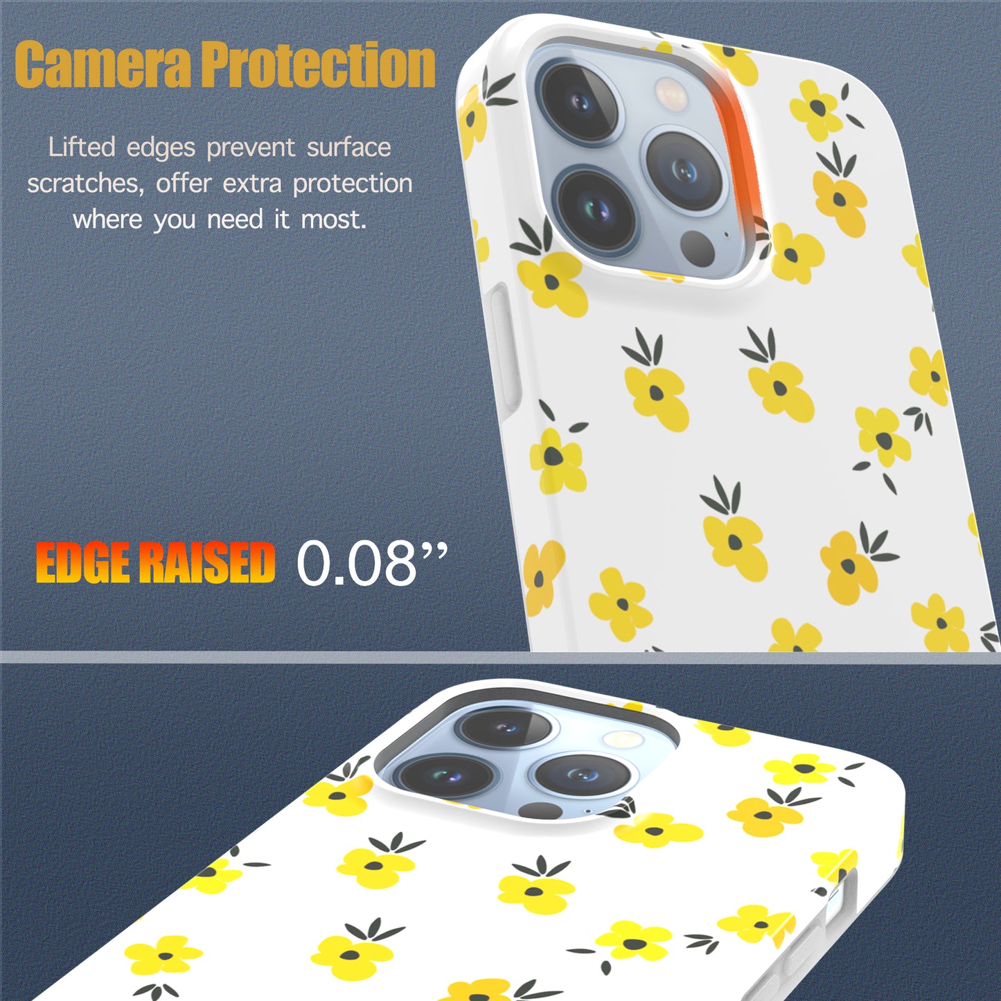 iPhone 13 Pro Case, Ultra Slim Glossy Shockproof Scratch-Proof Case - Little Yellow Daisy Flower