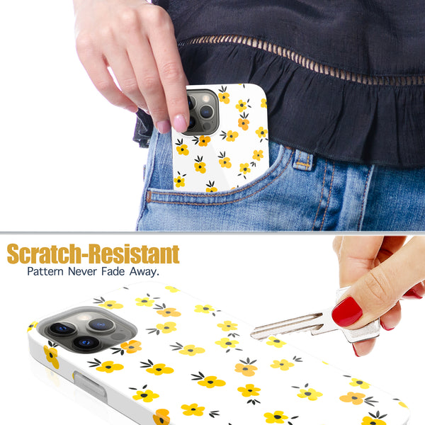 iPhone 12 / iPhone 12 Pro Case, Ultra Slim Glossy Shockproof Scratch-Proof Case - Little Yellow Daisy Flower