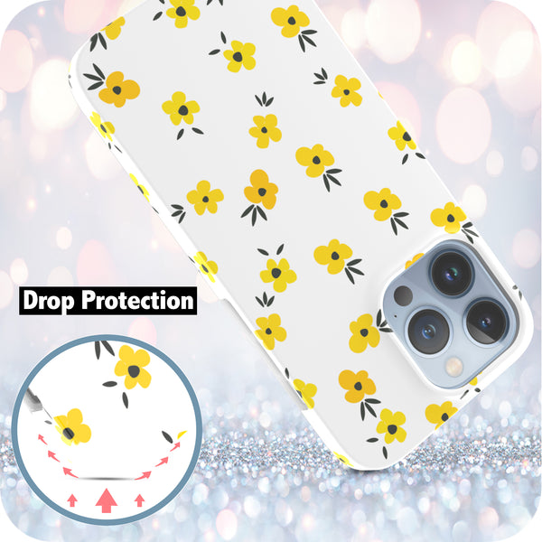 iPhone 13 Pro Case, Ultra Slim Glossy Shockproof Scratch-Proof Case - Little Yellow Daisy Flower