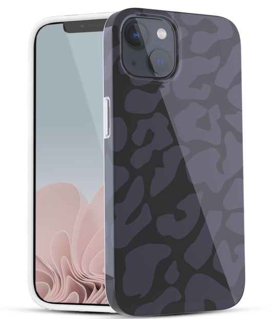 iPhone 13 Case, Ultra Slim Glossy Shockproof Scratch-Proof Case - Black Leopard Cheetah Pattern