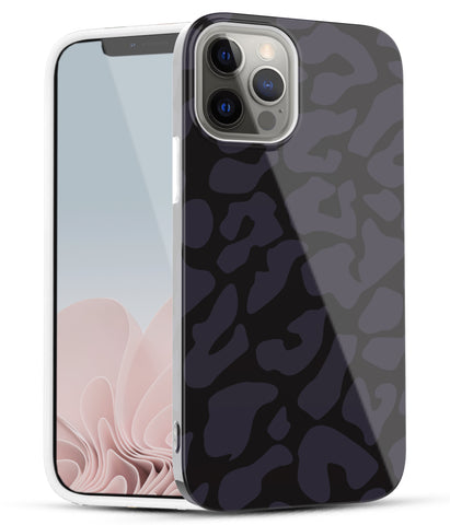 iPhone 12 / iPhone 12 Pro Case, Ultra Slim Glossy Shockproof Scratch-Proof Case - Black/Purple Leopard Cheetah Pattern