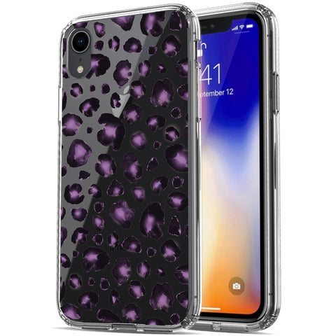iPhone XR Case, Anti-Scratch Clear Case - Purple Leopard