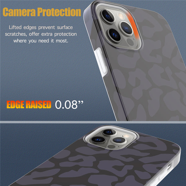 iPhone 12 / iPhone 12 Pro Case, Ultra Slim Glossy Shockproof Scratch-Proof Case - Black/Purple Leopard Cheetah Pattern