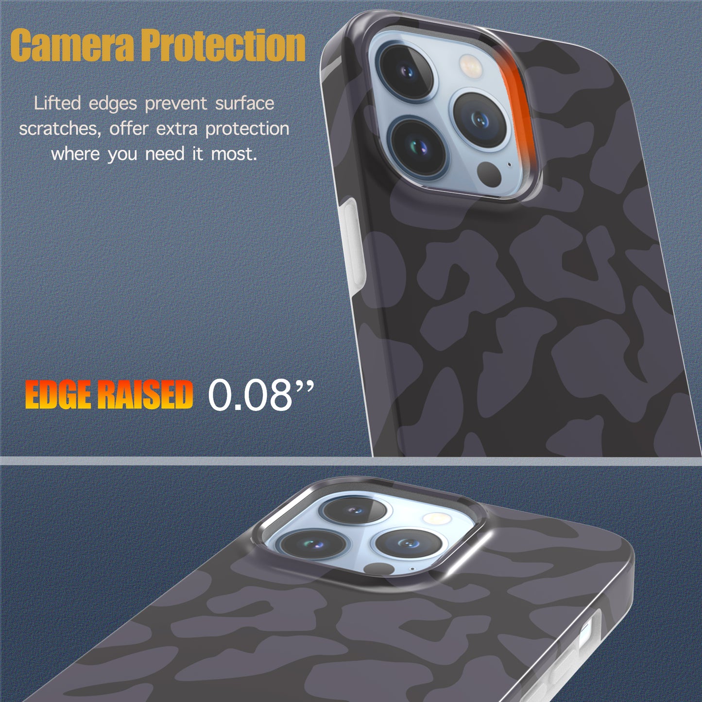 iPhone 13 Pro Case, Ultra Slim Glossy Shockproof Scratch-Proof Case - Black Leopard Cheetah Pattern