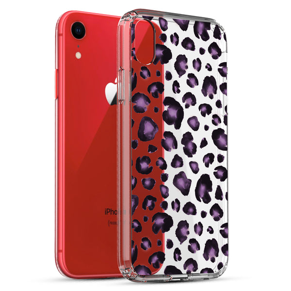 iPhone XR Case, Anti-Scratch Clear Case - Purple Leopard