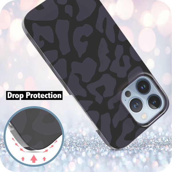 iPhone 13 Pro Case, Ultra Slim Glossy Shockproof Scratch-Proof Case - Black Leopard Cheetah Pattern