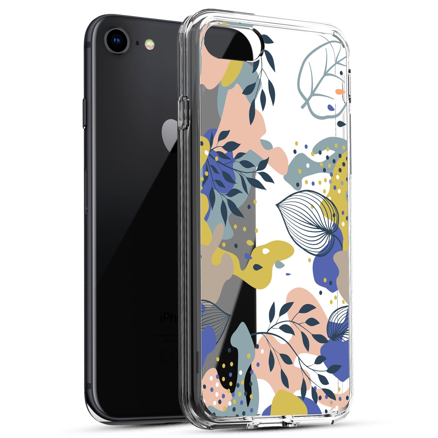 iPhone SE 2022/ SE 2020/ iPhone 8/ iPhone 7 Case, Anti-Scratch Clear Case - Tropical Leaves Floral