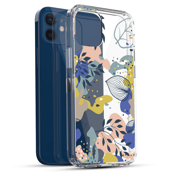iPhone 12 Mini Case, Anti-Scratch Clear Case - Tropical Leaves Floral