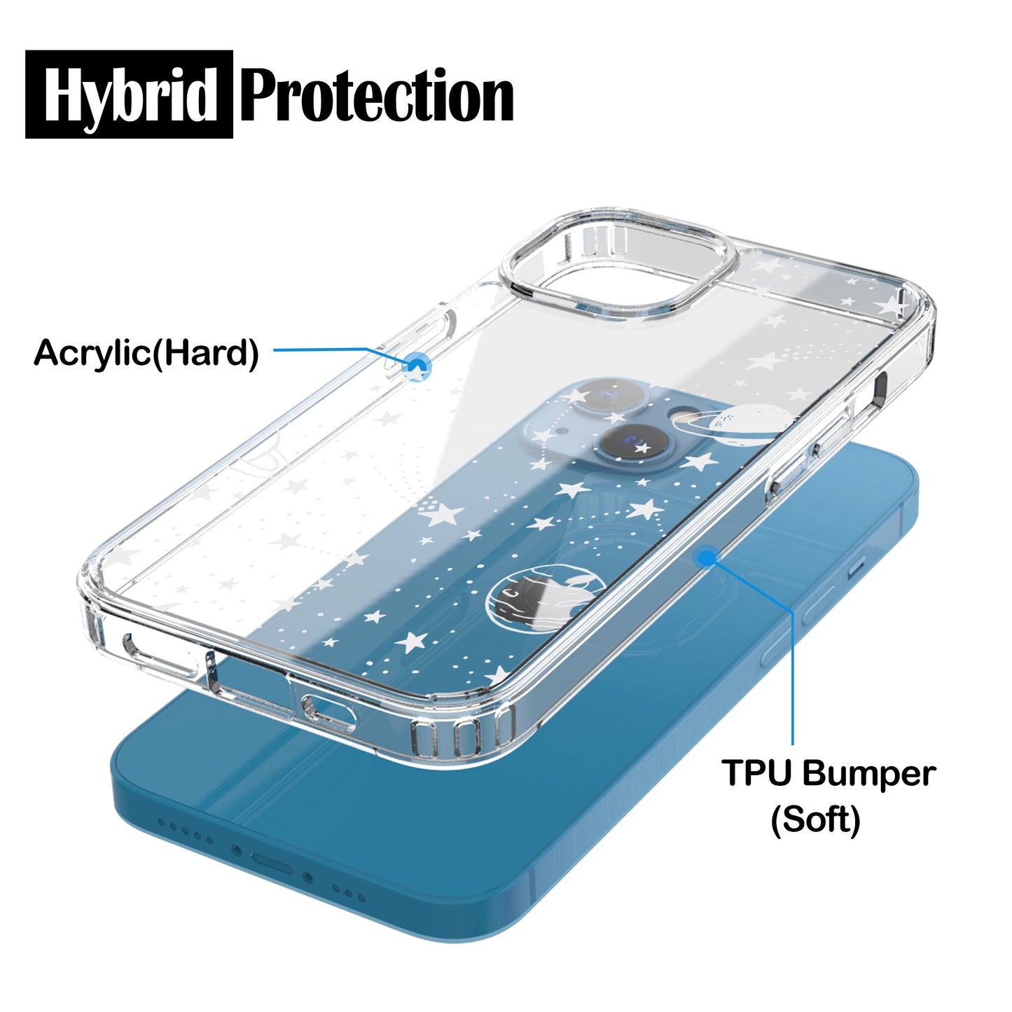 iPhone 13 Case, Anti-Scratch Clear Case - Universe