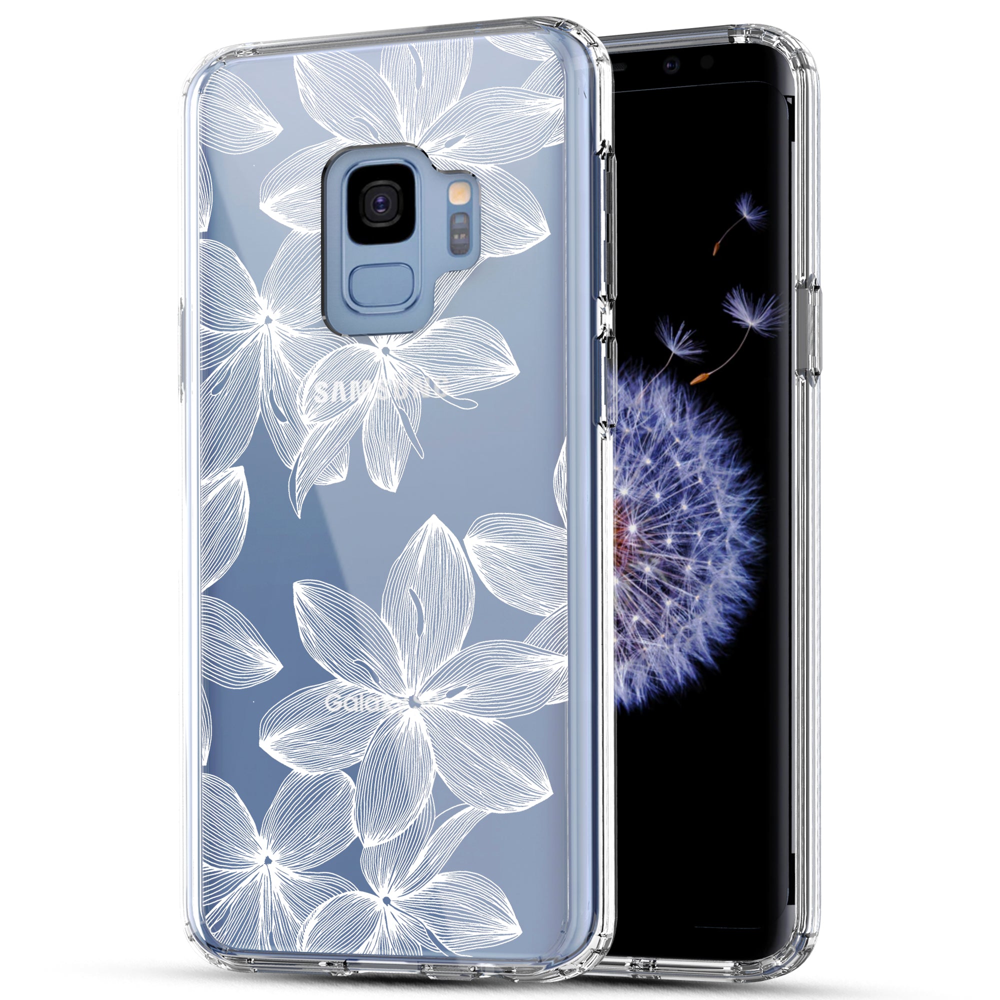 Samsung Galaxy S9 Case, Anti-Scratch Clear Case - White Flowers
