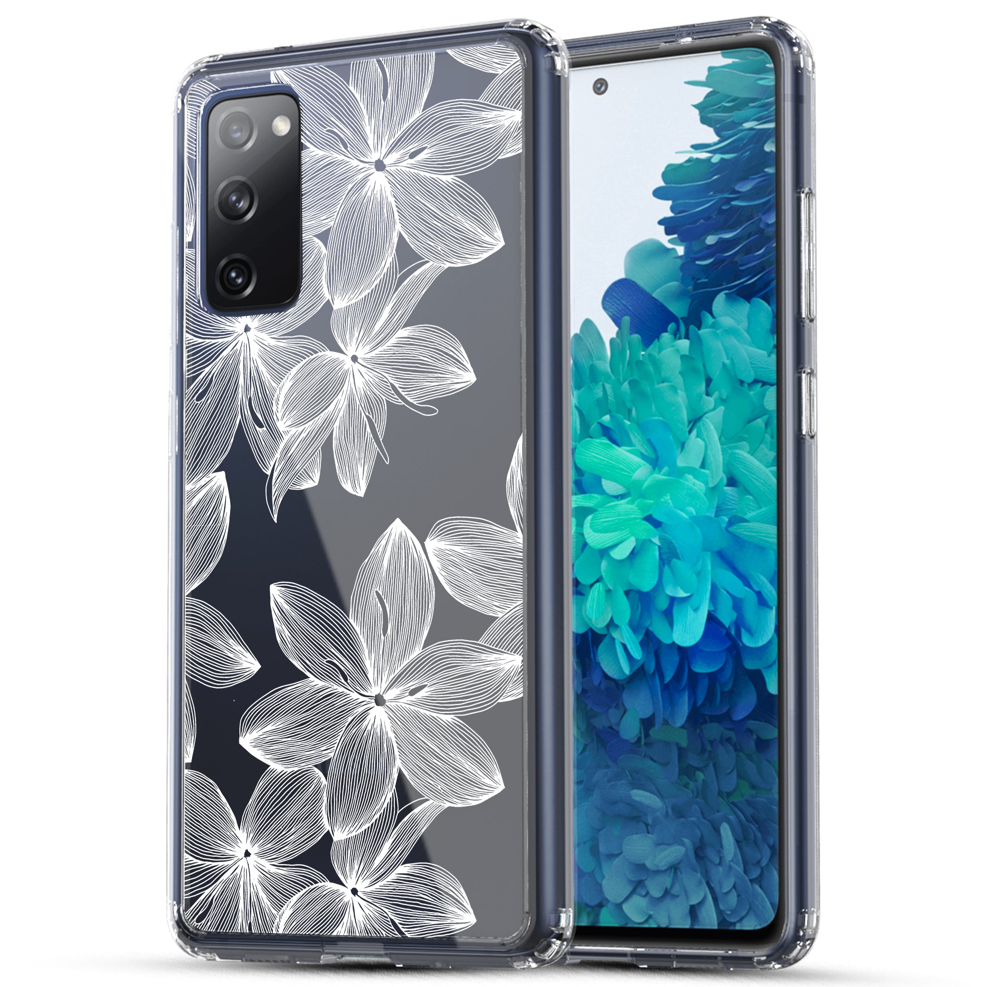 Samsung Galaxy S20 Fe 5G Case, Anti-Scratch Clear Case - White Flowers