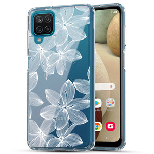 Samsung Galaxy A12 Case, Anti-Scratch Clear Case - White Flower