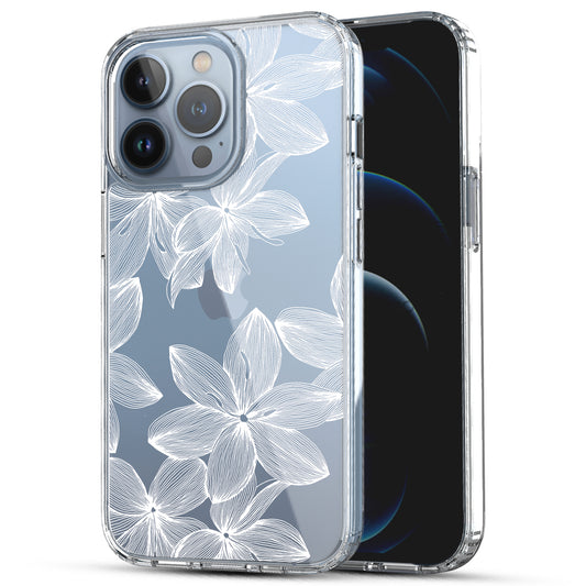 iPhone 13 Pro Case, Anti-Scratch Clear Case - White Flower