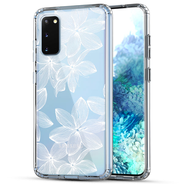 Samsung Galaxy S20 Case, Anti-Scratch Clear Case - White Flower