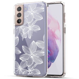 Samsung Galaxy S21 (5G) Case, Anti-Scratch Clear Case - White Flowers