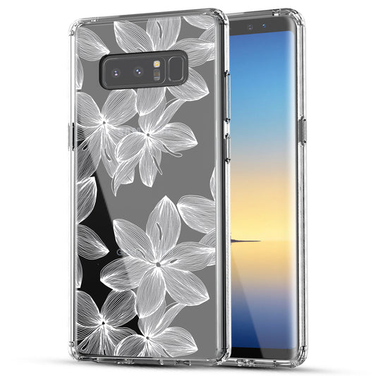 Samsung Galaxy Note 8 Case, Anti-Scratch Clear Case - White Flowers