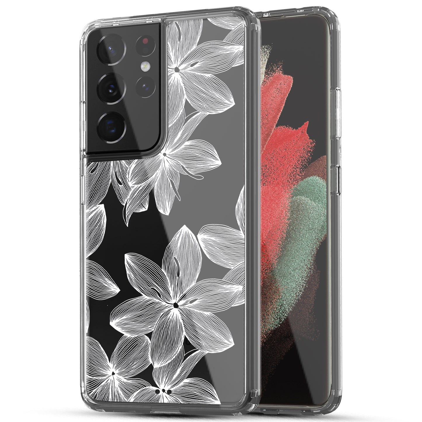 Samsung Galaxy S21 Ultra (5G) Case, Anti-Scratch Clear Case - White Flowers