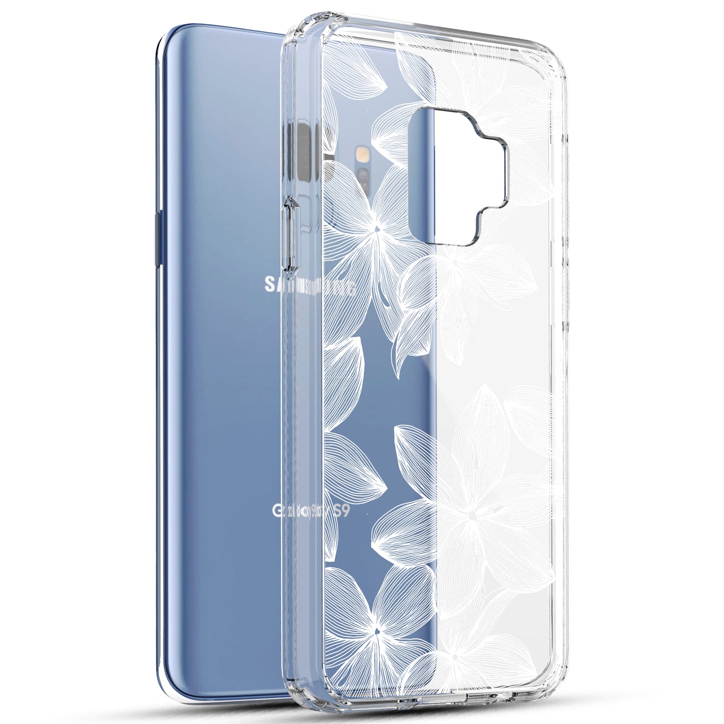 Samsung Galaxy S9 Case, Anti-Scratch Clear Case - White Flowers