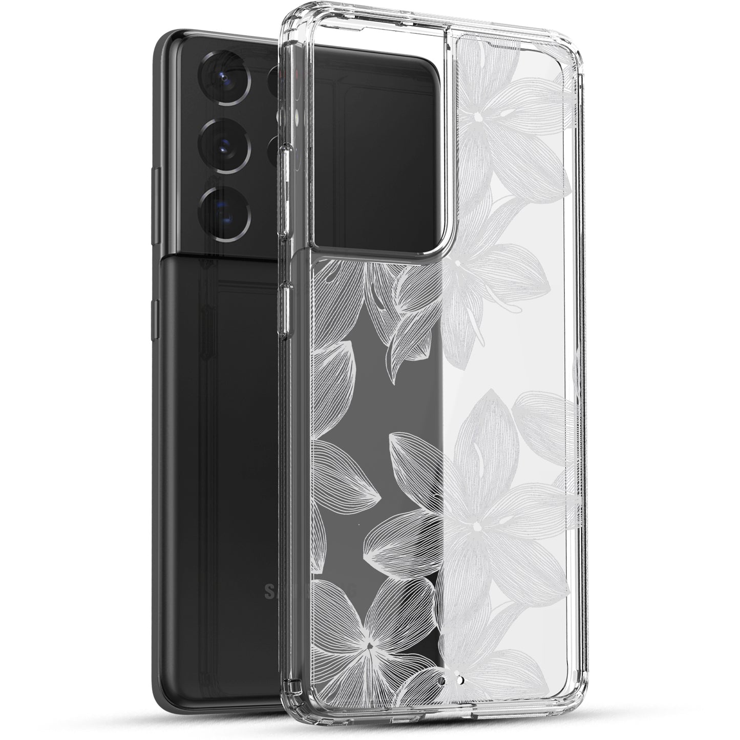 Samsung Galaxy S21 Ultra (5G) Case, Anti-Scratch Clear Case - White Flowers